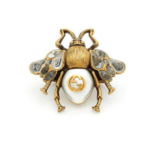 broche abeja gucci|Anillo con abeja y GG en Metal dorado envejecido .